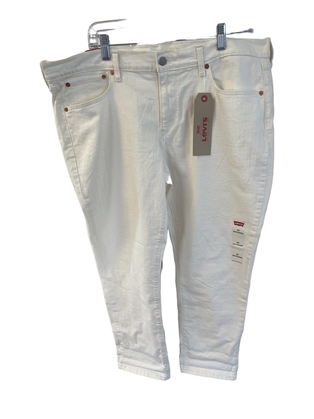 Levi's Women's White Boyfriend Mid Rise Tapered Leg Jeans Sz 33 x 27 NWT